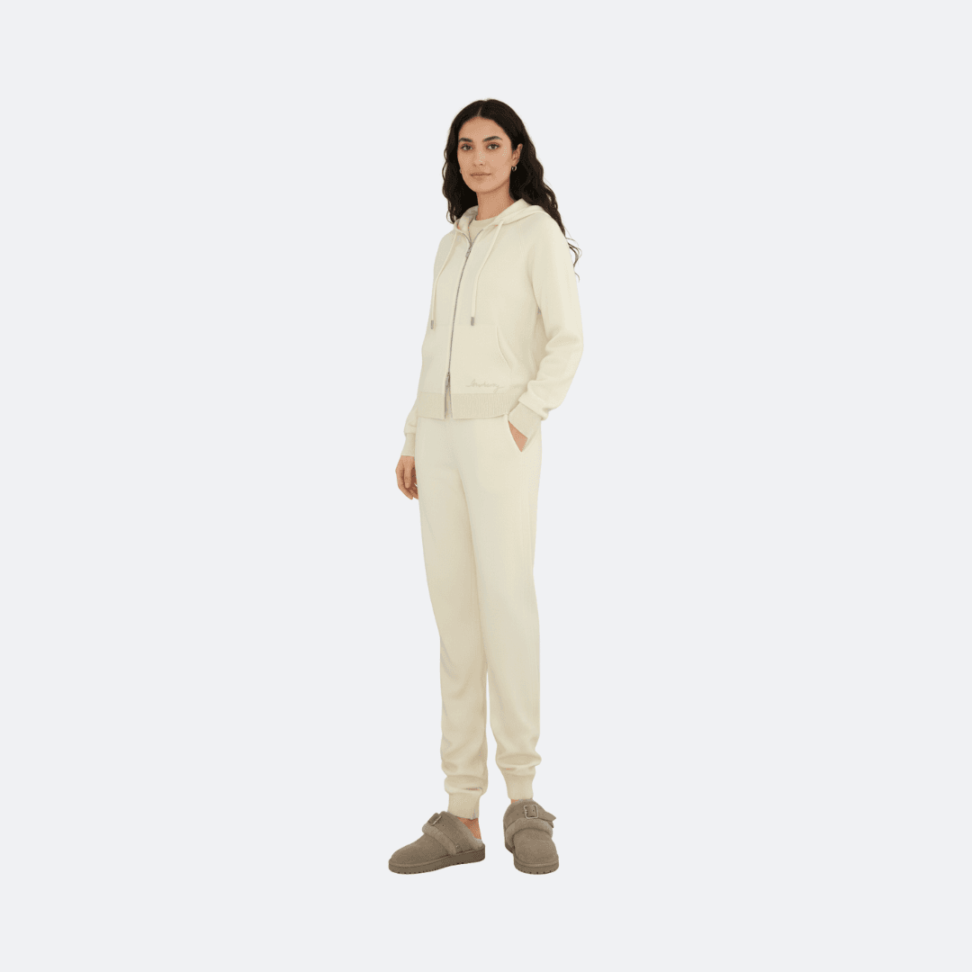 Burberry Neutral Color Women Hoodie-Jogger Set