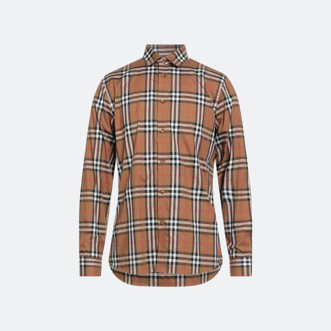 Burberry Shefford Check Design Beige Men Shirt