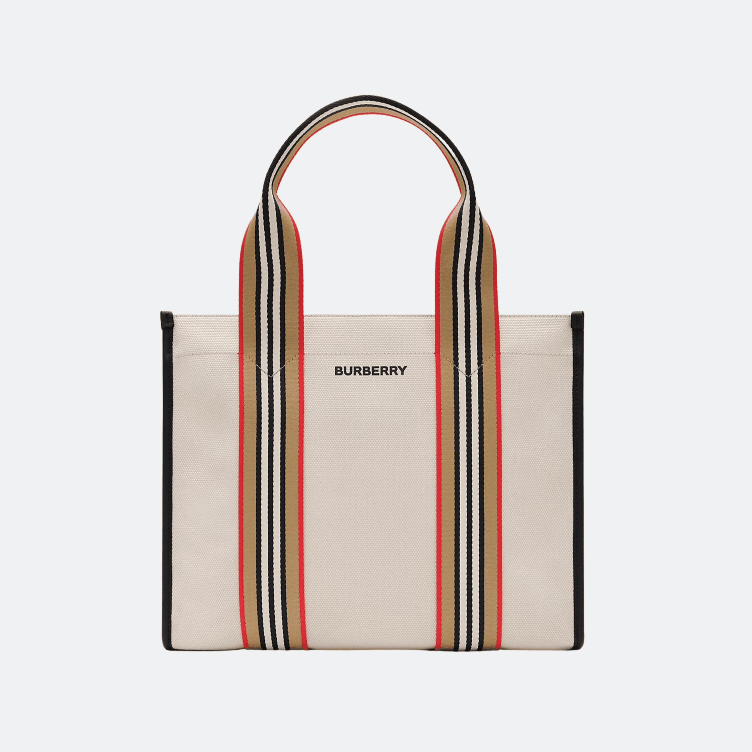 Burberry Small Iconic Stripe Canvas Tote Bag for Women - Natural Beige
