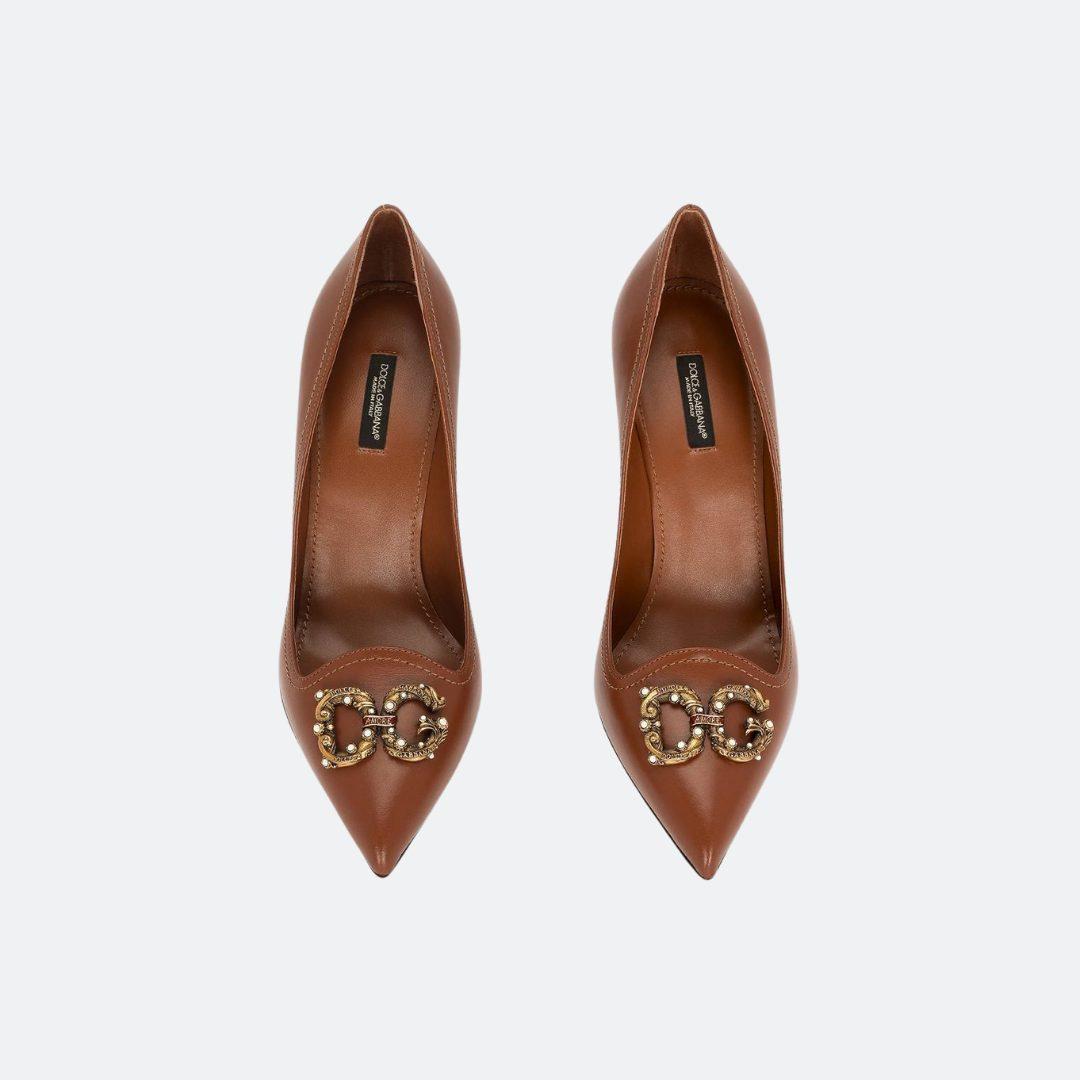 Dolce & Gabbana Amore Brown Leather Pumps alternate