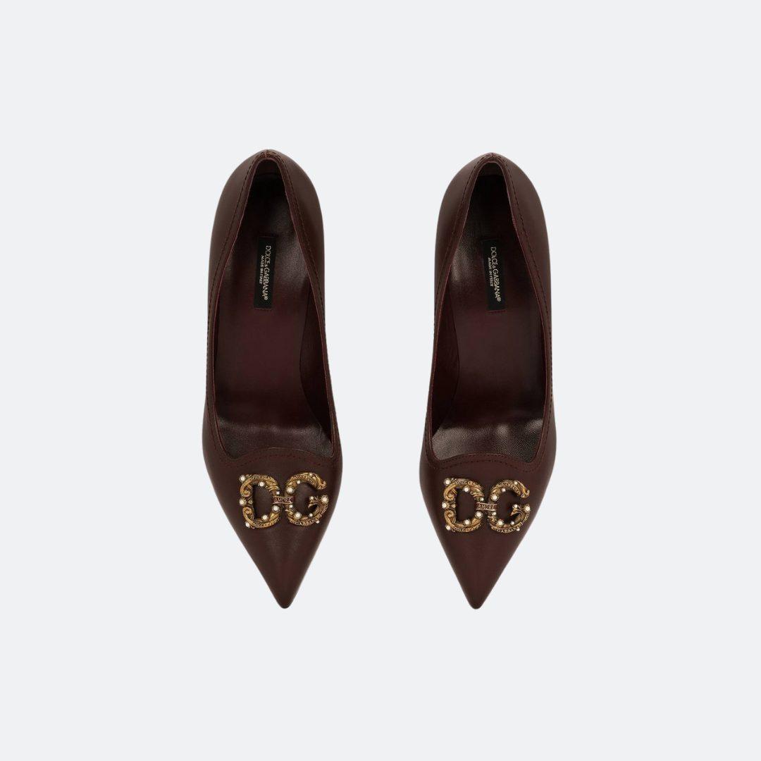 Dolce & Gabbana Amore Burgundy Leather Pumps alternate