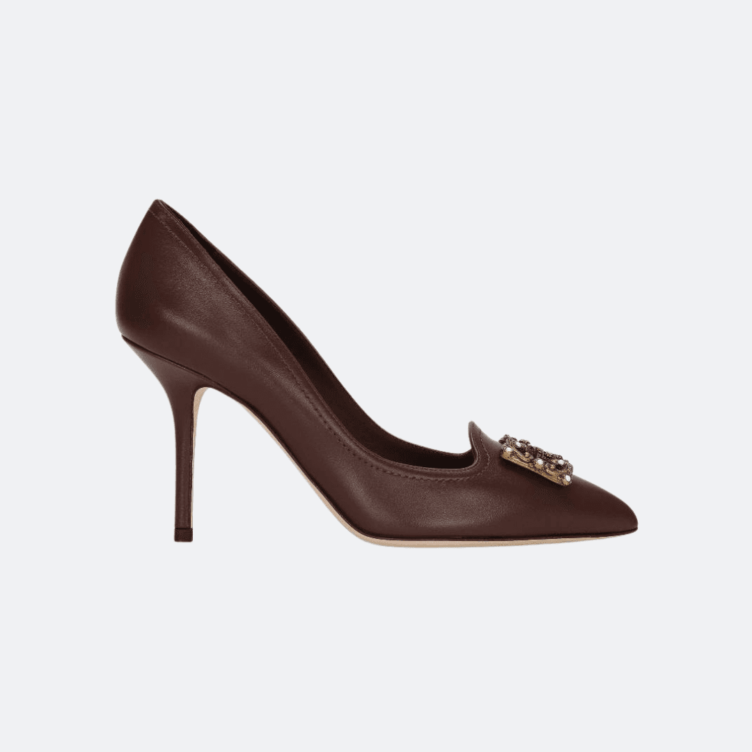 Dolce & Gabbana Amore Burgundy Leather Pumps
