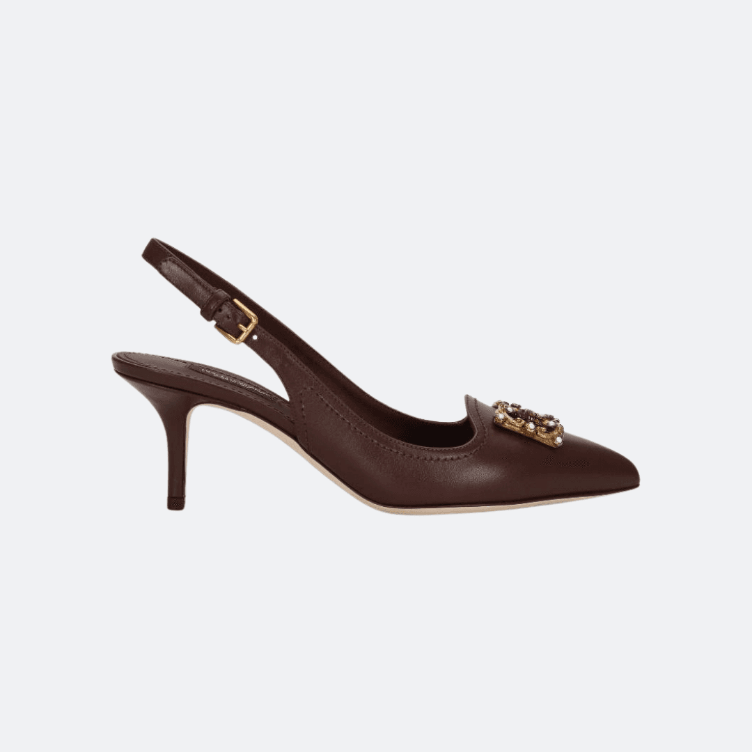 Dolce & Gabbana Amore Burgundy Leather Slingback Pumps