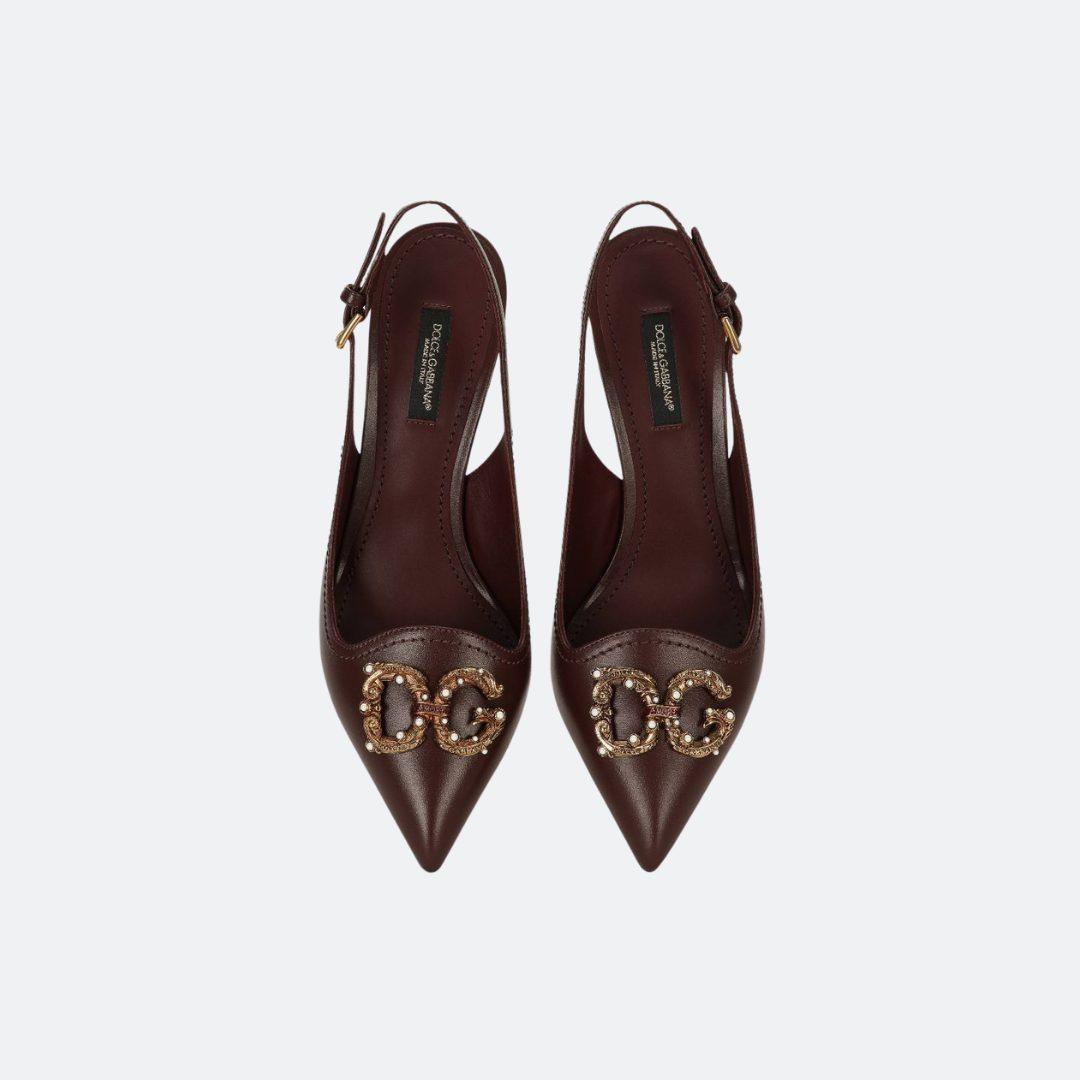 Dolce & Gabbana Amore Burgundy Leather Slingback Pumps alternate