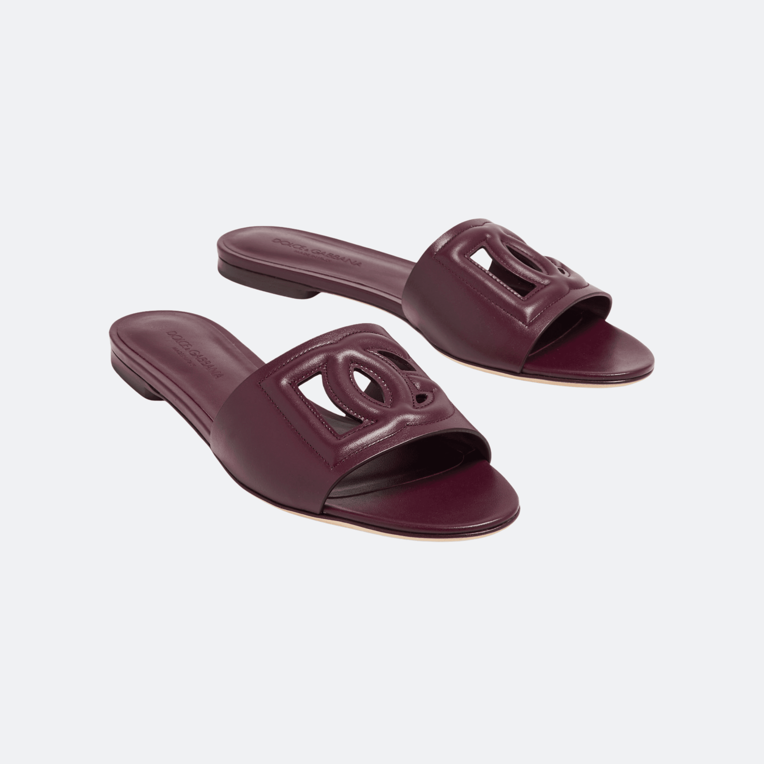 Dolce & Gabbana Bianca Leather Slide Sandals – Burgundy alternate