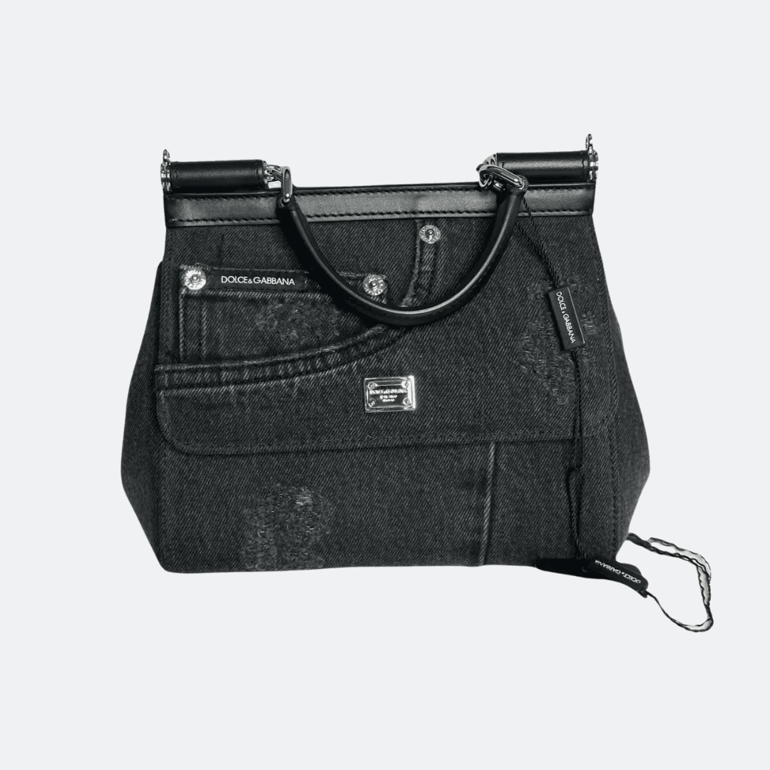 Dolce & Gabbana Black Denim Sicily Bag