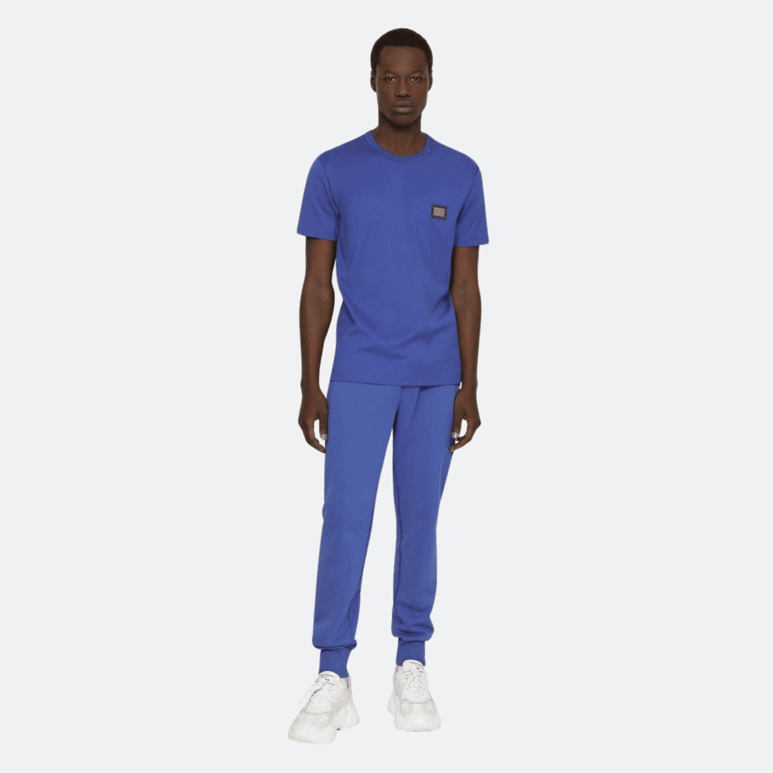 Dolce & Gabbana Blue Cotton T-shirt With Branded Tag alternate