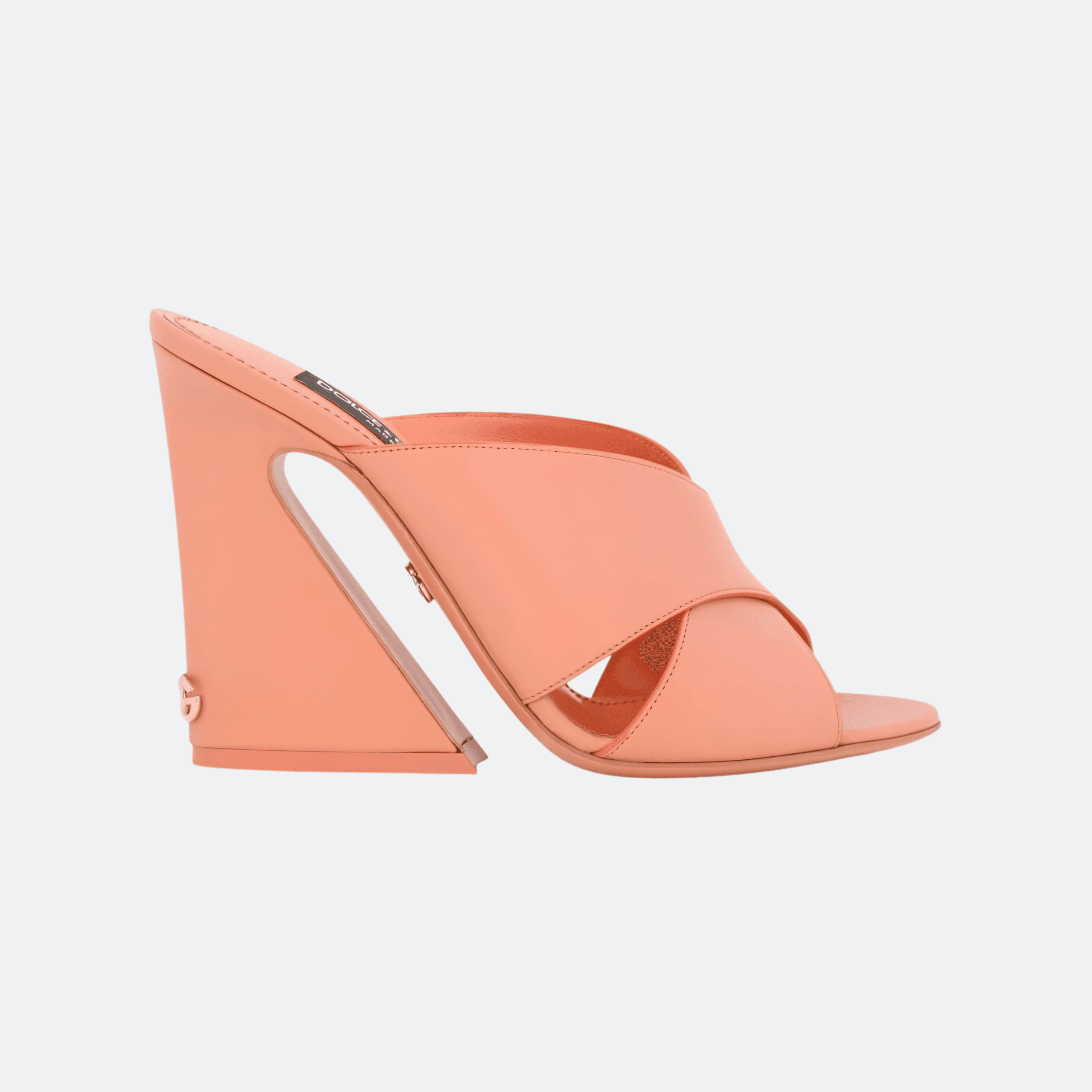 Dolce & Gabbana Calfskin Mules With Geometric Heel - Salmon Pink
