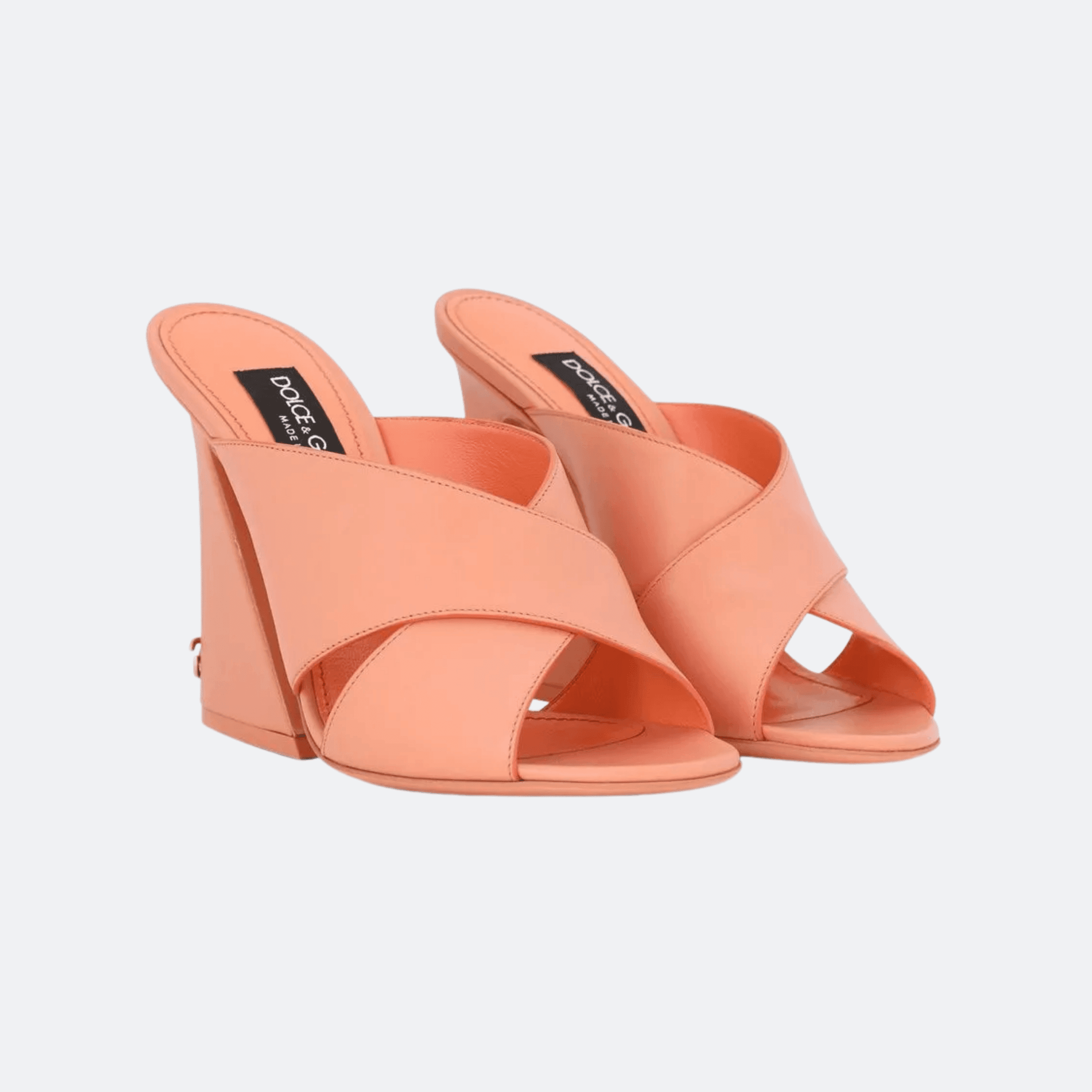 Dolce & Gabbana Calfskin Mules With Geometric Heel - Salmon Pink alternate