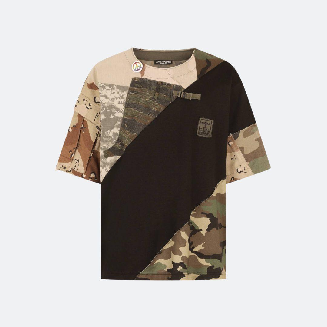 Dolce & Gabbana Camouflage Patchwork Men T-Shirt