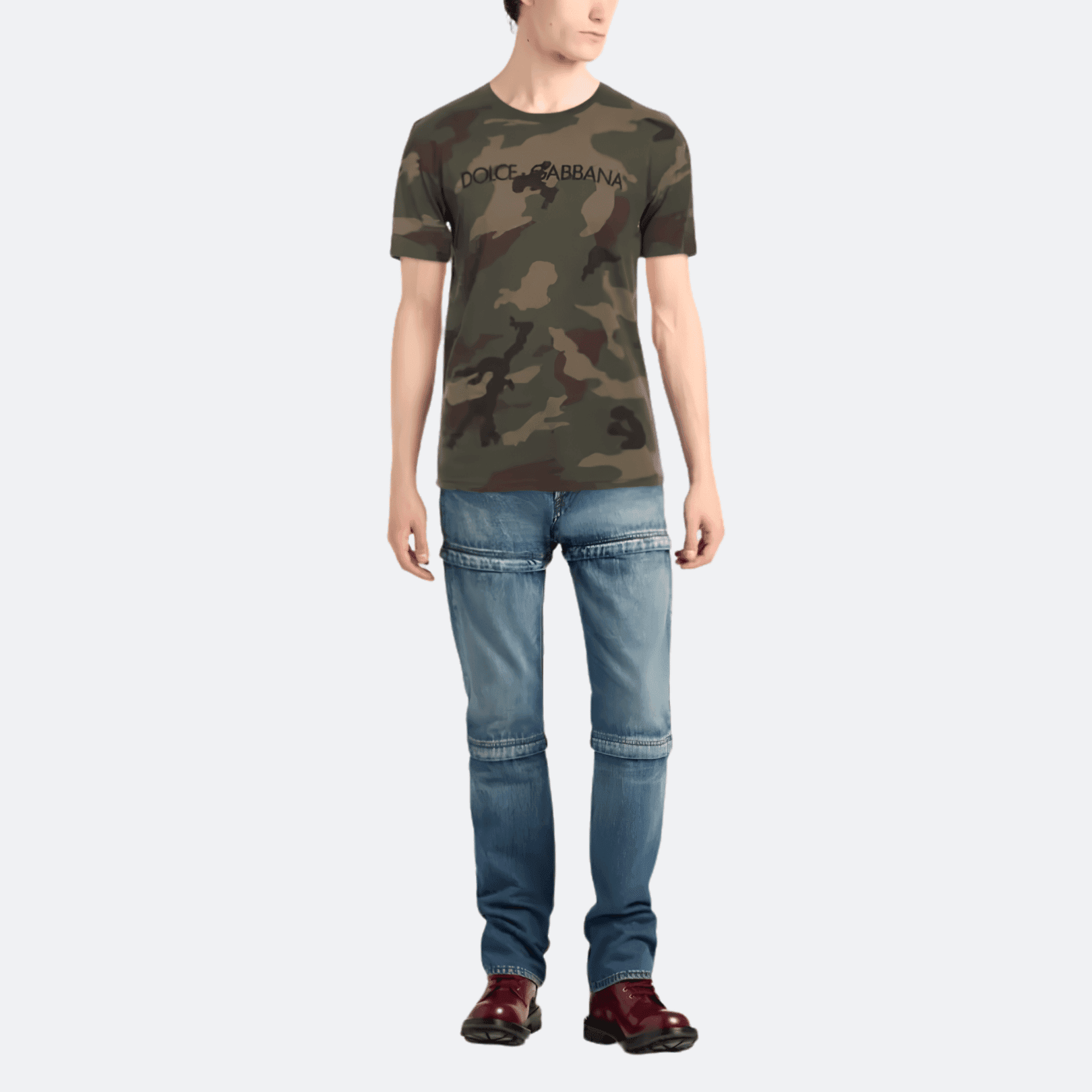 Dolce & Gabbana Cotton T-Shirt With Camouflage Print And Logo for Men - Camouflage alternate