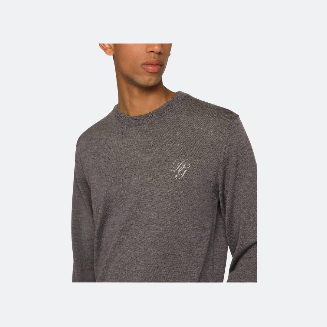 Dolce & Gabbana Crew Neck Gray Wool Men Sweater alternate