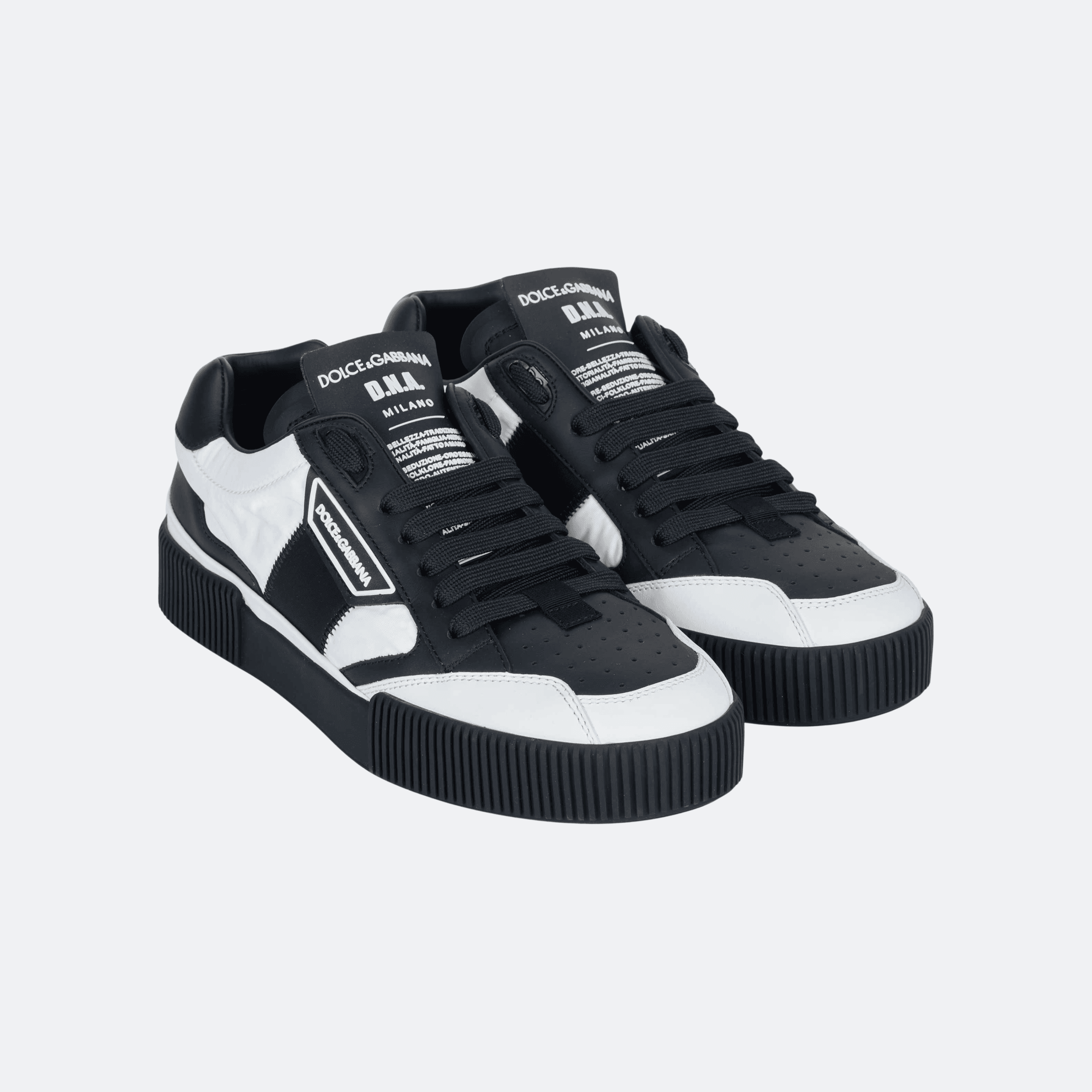 Dolce & Gabbana D.N.A. Low-Top Leather Sneakers for Men – Black & White alternate