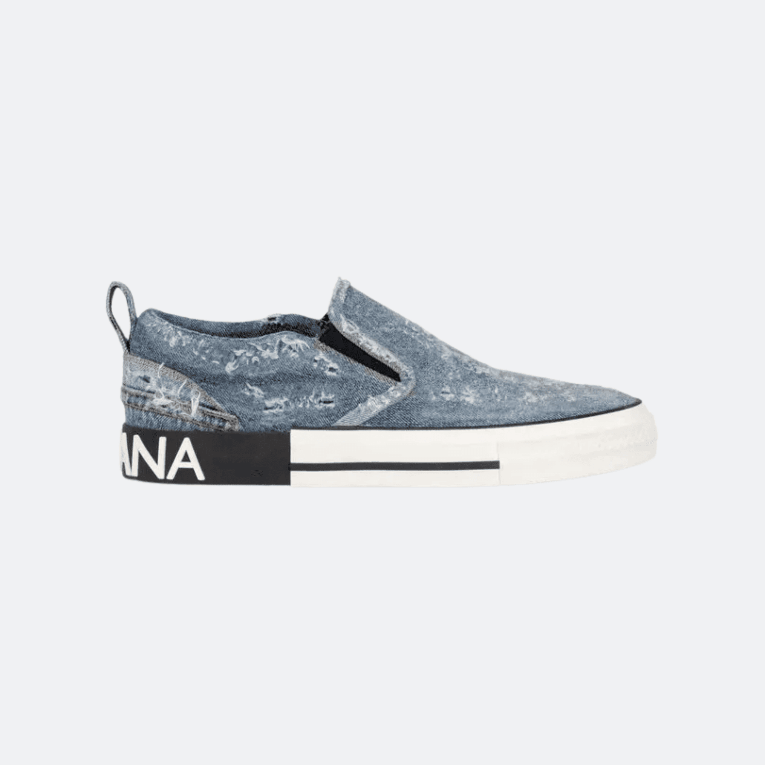 Dolce & Gabbana Denim Patchwork Custom 2.Zero Slip-On Sneakers for Men - Light Blue