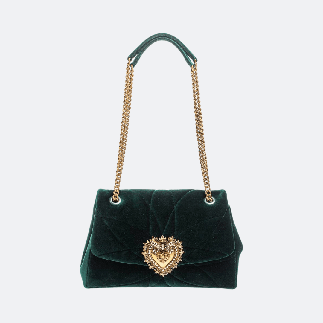 Dolce & Gabbana Devotion Green Velvet Bag