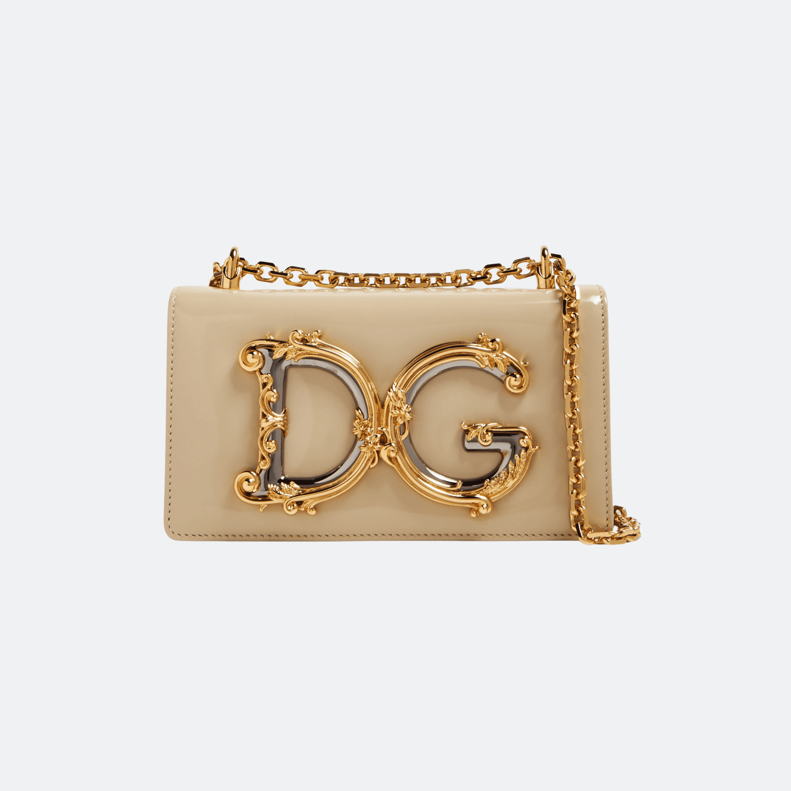 Dolce & Gabbana DG Girls Phone Bag Chain Shoulder Bag - Beige/Gold