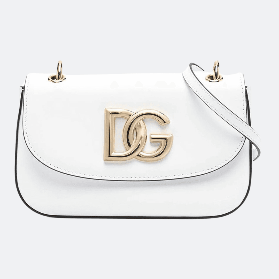 Dolce & Gabbana Flap Optical White Leather Shoulder Bag