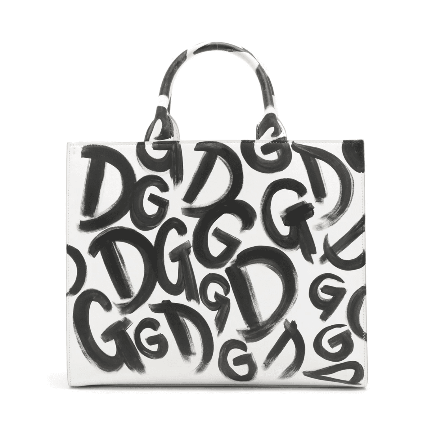 Dolce & Gabbana Graffiti Leather Handbag White Black alternate