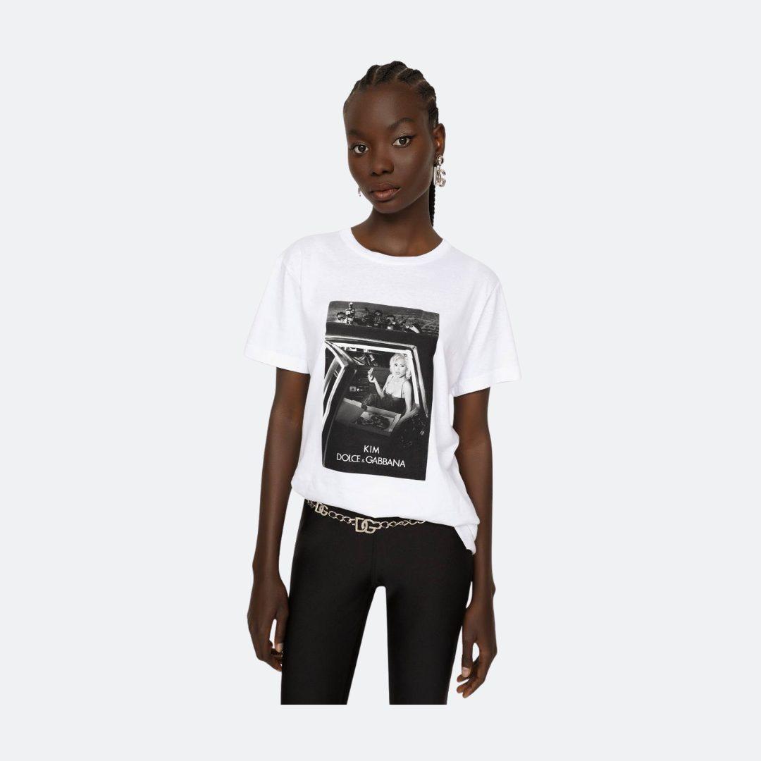 Dolce & Gabbana & Kim Kardashian Printed Photo Designed White Crew Neck T-Shirt alternate