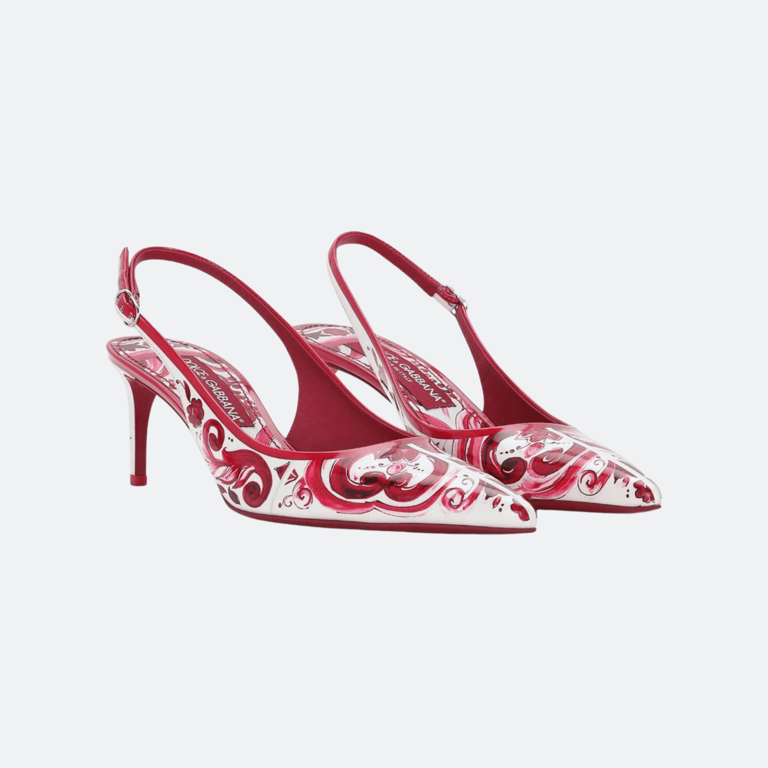 Dolce & Gabbana Majolica-Print Slingback Pumps - Red alternate