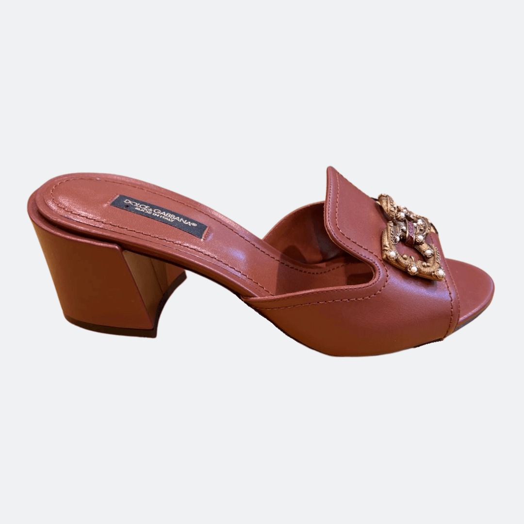 Dolce & Gabbana Open Toe Brown Women Mules