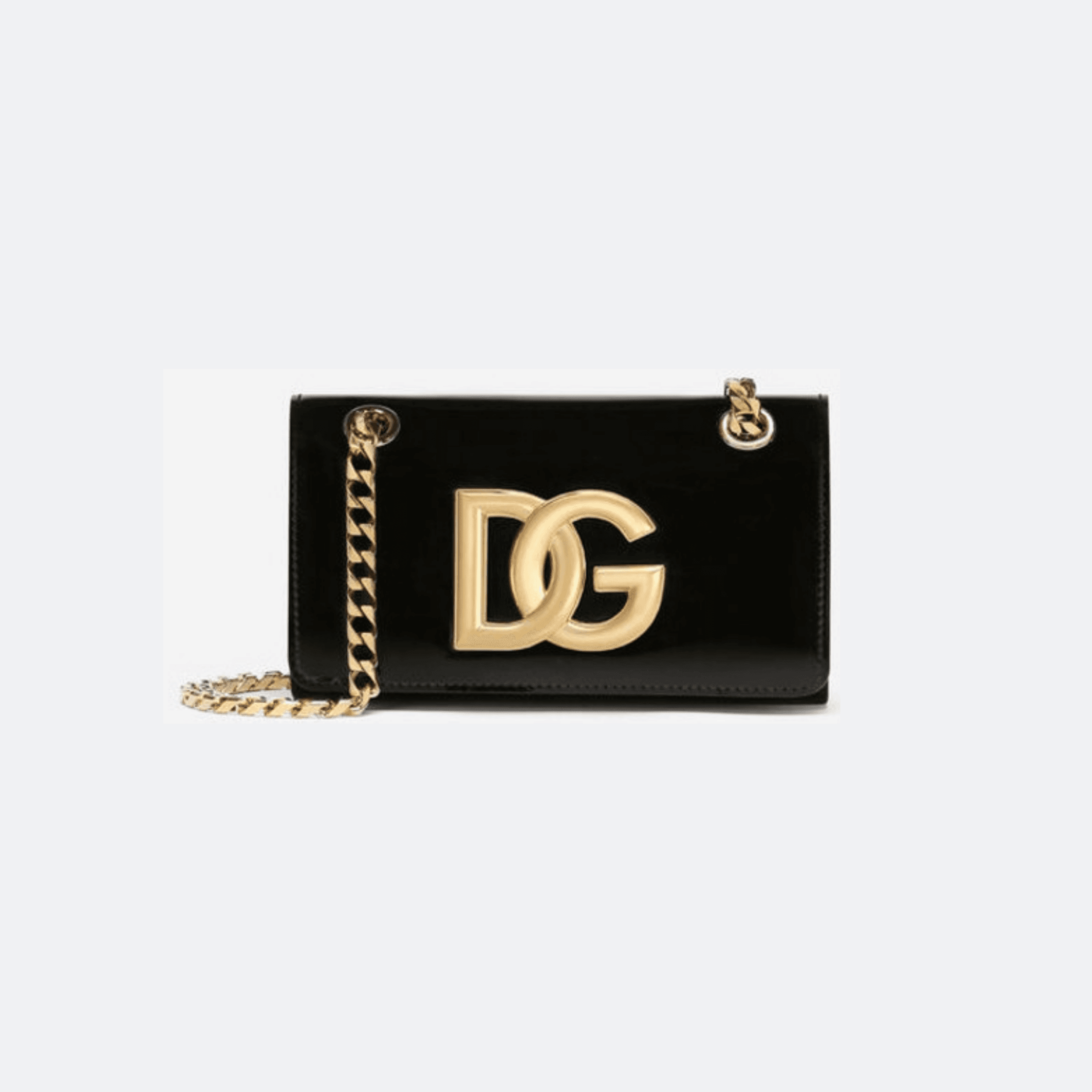 Dolce & Gabbana Polished Calfskin 3.5 Phone Bag Chain Wallet - Black/Gold