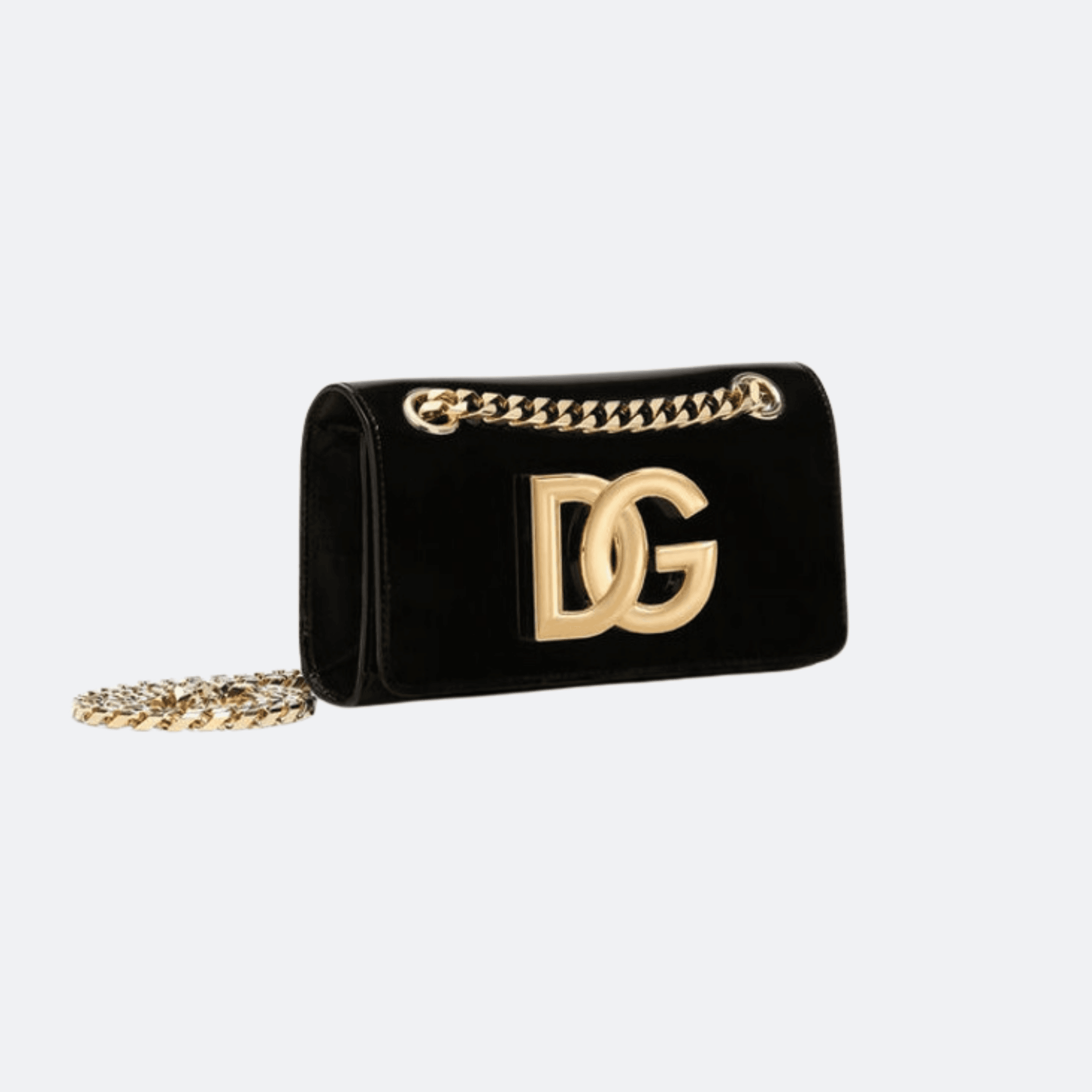 Dolce & Gabbana Polished Calfskin 3.5 Phone Bag Chain Wallet - Black/Gold alternate