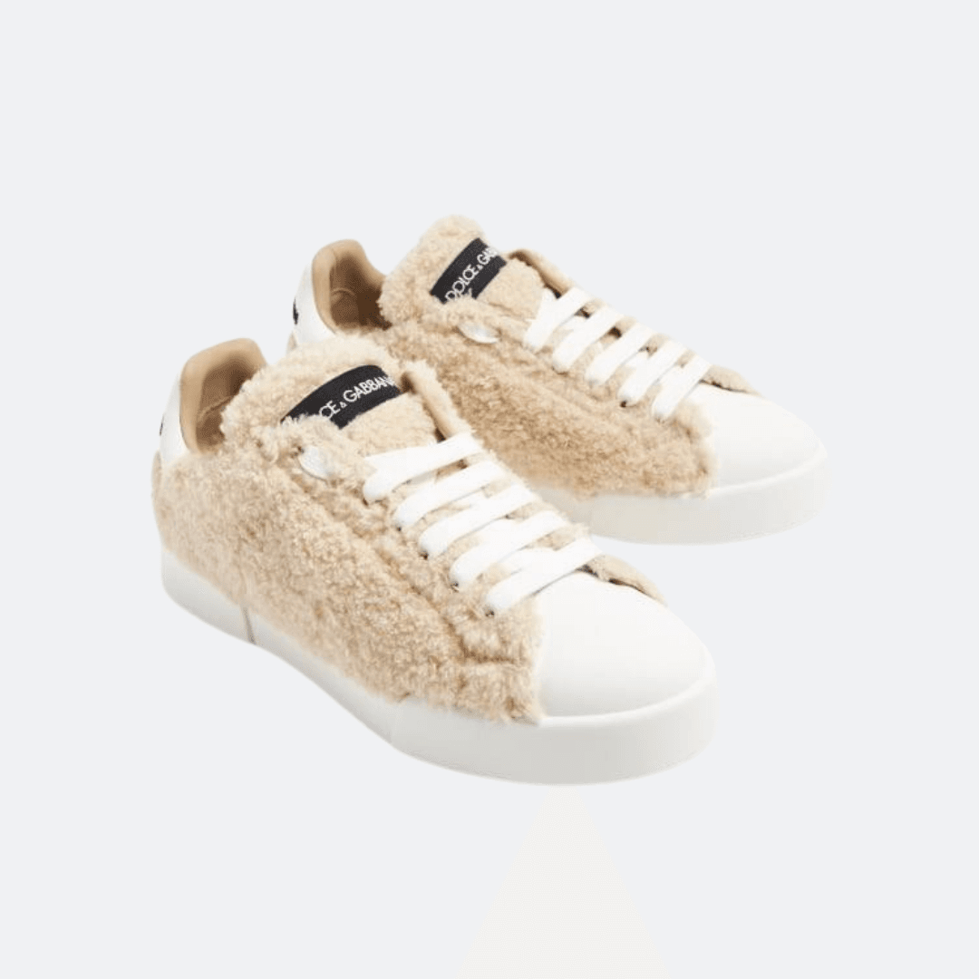 Dolce & Gabbana Portofino Beige Fur Sneakers alternate