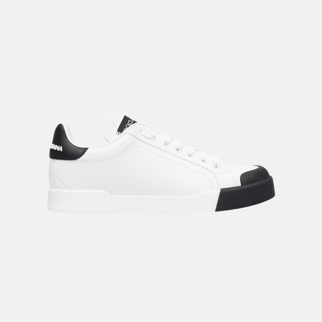 Dolce & Gabbana Portofino White-Black Leather Women Sneakers
