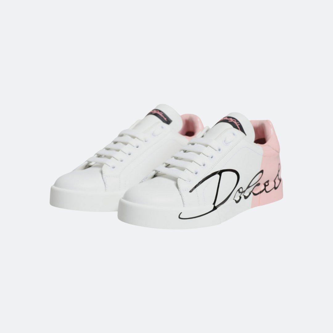 Dolce & Gabbana Portofino White-Pink Low Top Women Sneakers alternate