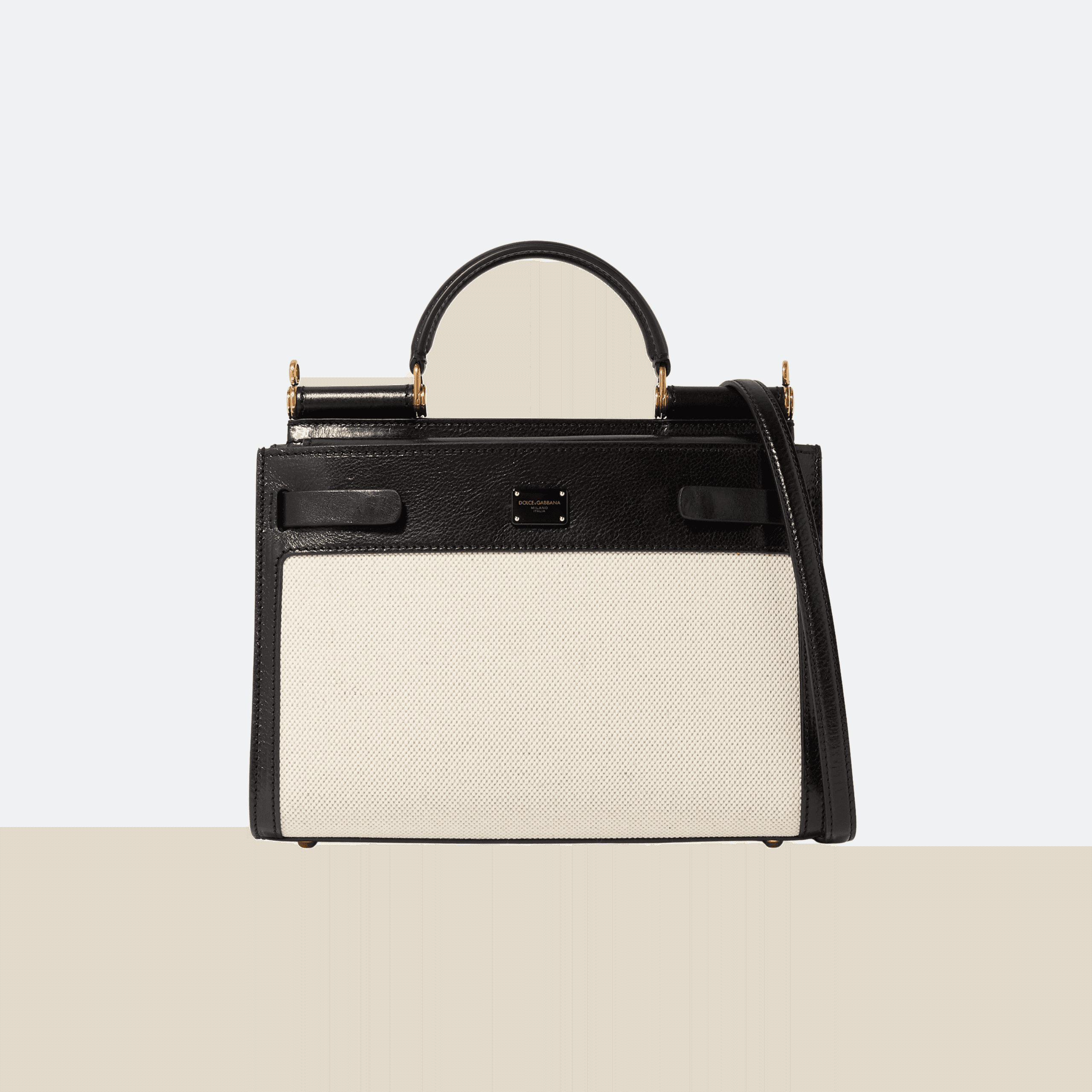 Dolce & Gabbana Sicily 62 Small Tote/Shoulder Bag - Black & Cream