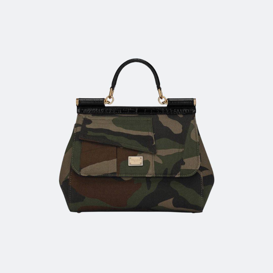 Dolce & Gabbana Sicily Cotton Medium Camouflage Bag