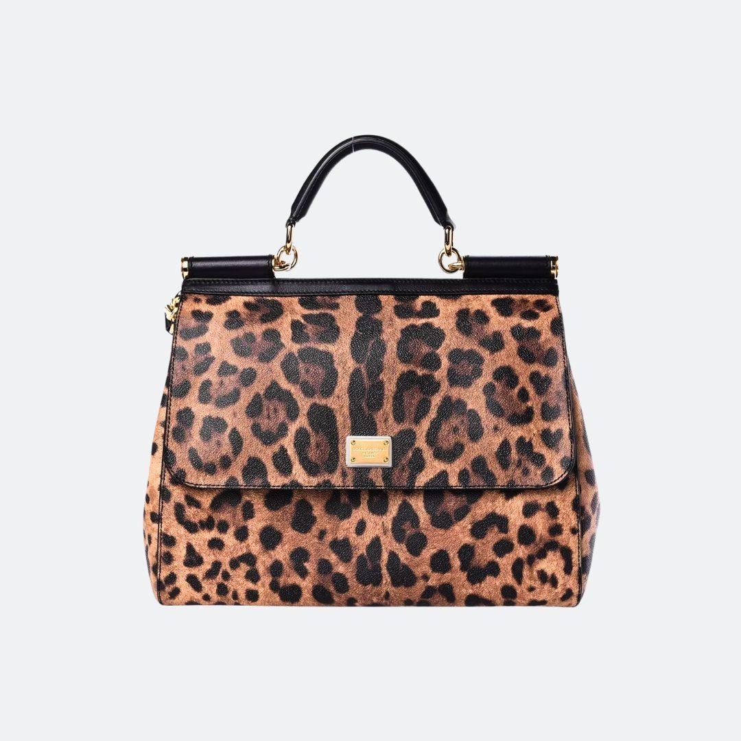 Dolce & Gabbana Sicily Leopard Designed Big Hand/Shoulder Bag