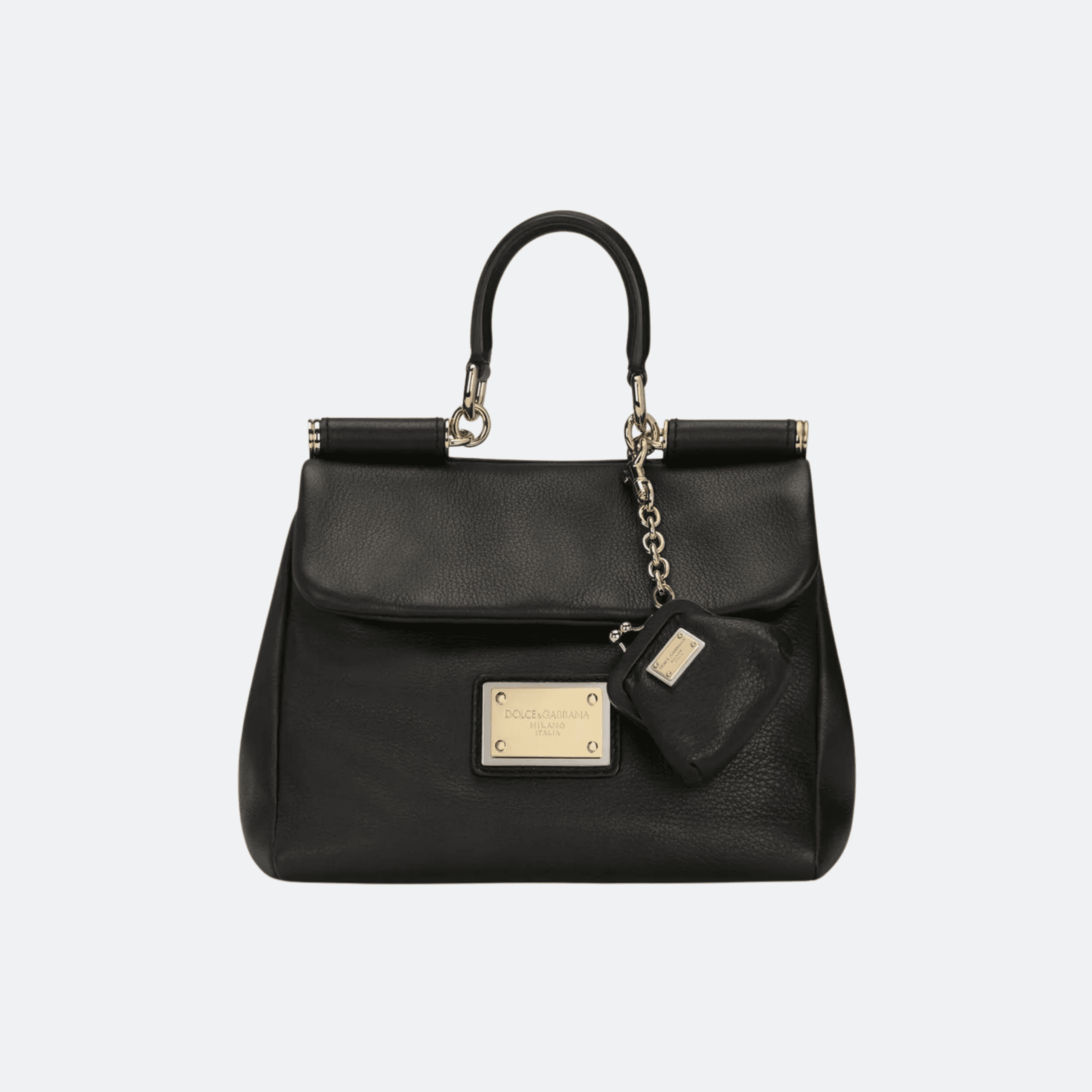 Dolce & Gabbana Small Calfskin Sicily Soft Bag Top Handle Bag - Black