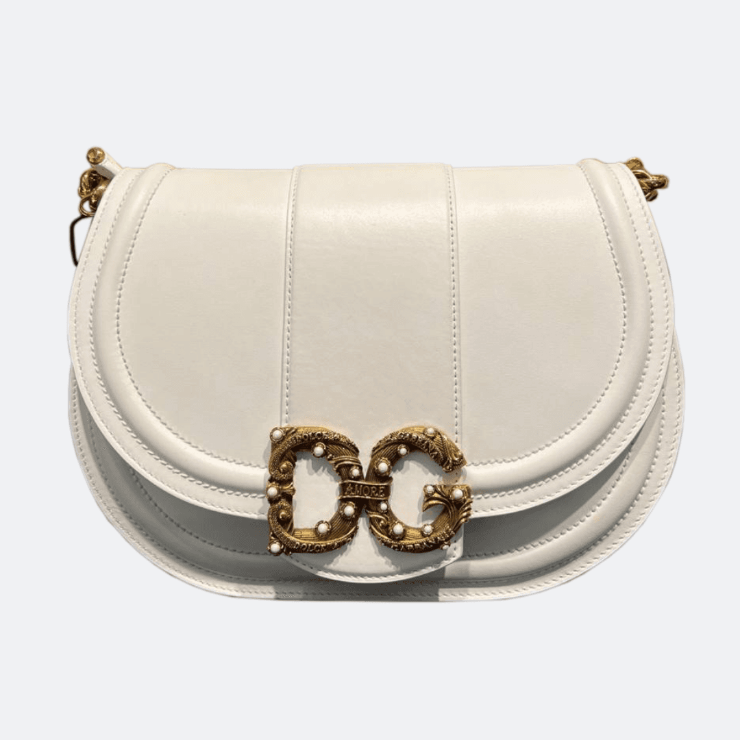 Dolce & Gabbana White AMORE Crossbody Bag
