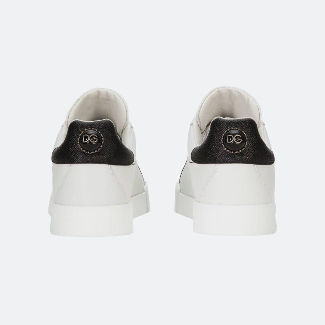 Dolce & Gabbana White-Black Leather Women Sneakers alternate
