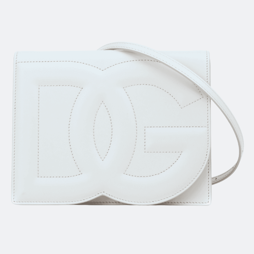 Dolce & Gabbana White DG Logo Leather Bag