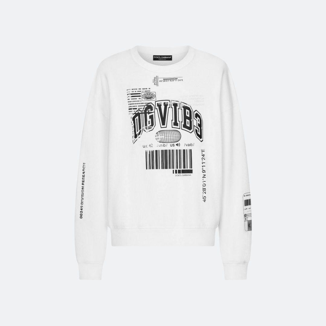 Dolce & Gabbana White DGVIBE3 Printed Men Sweatshirts