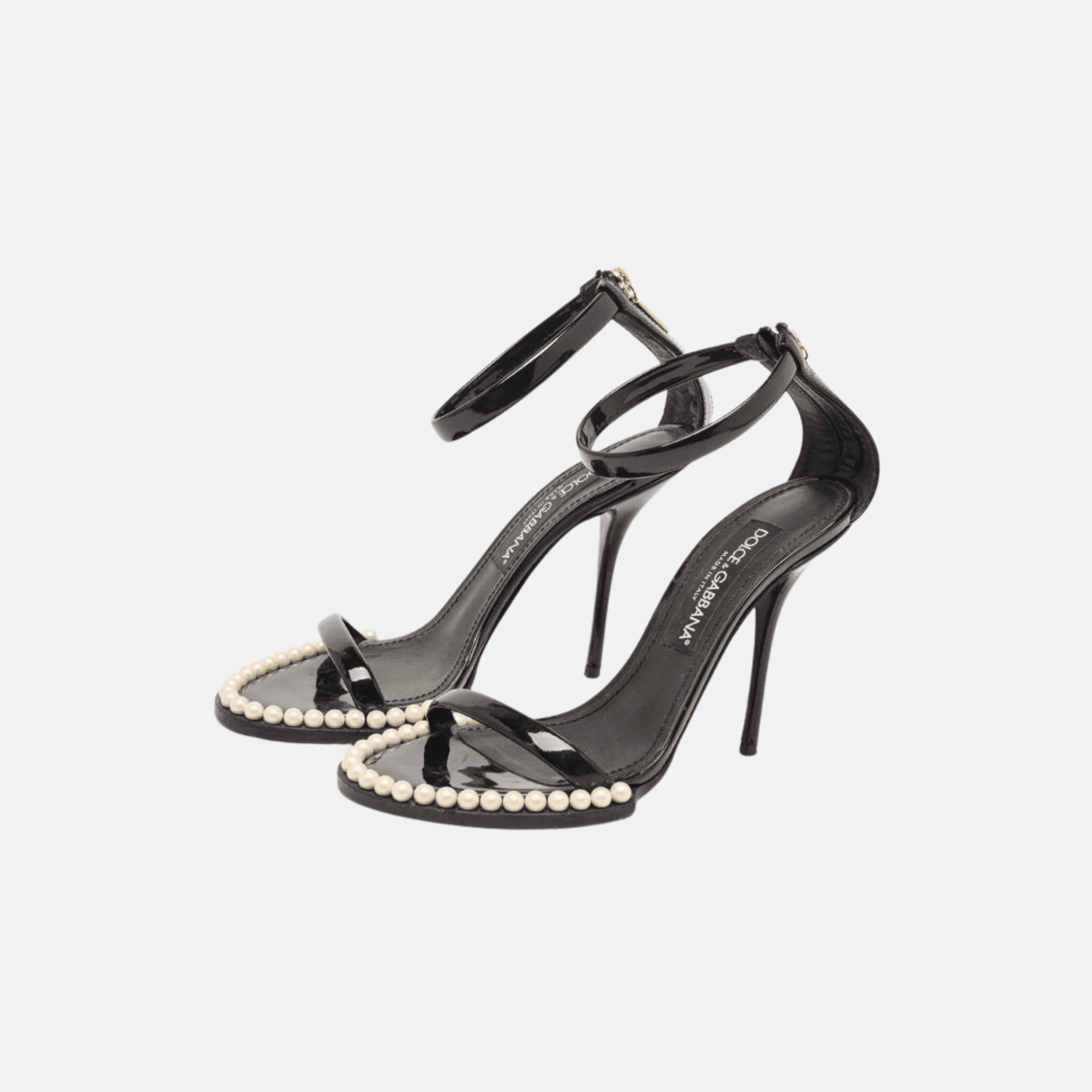 Dolce&Gabbana Keira 105mm Patent Leather Pearl Sandals - Black alternate