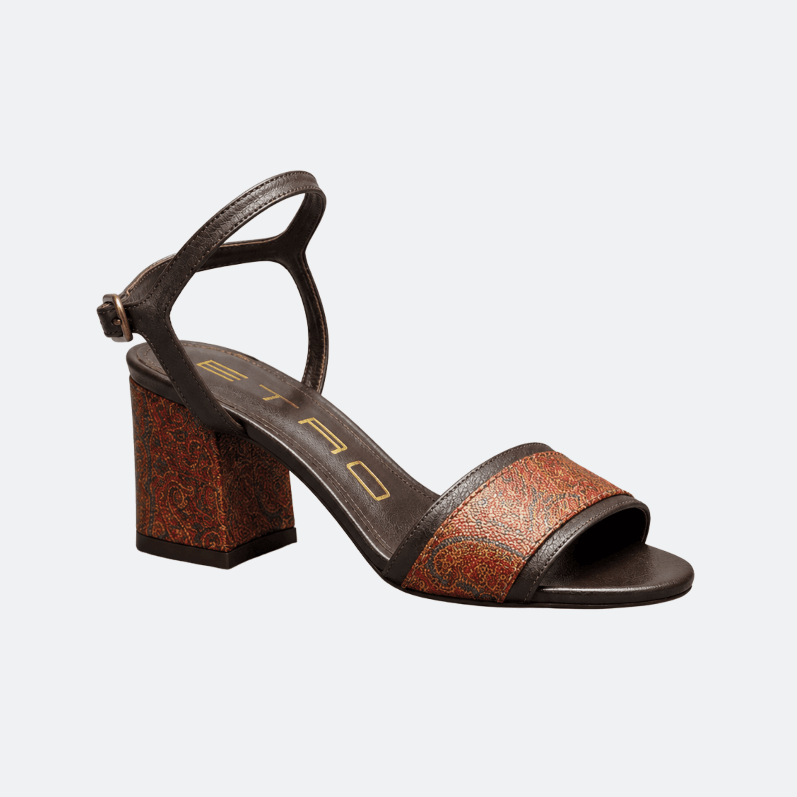 Etro Paisley Block Heel Sandals for Women - Dark Brown Paisley alternate