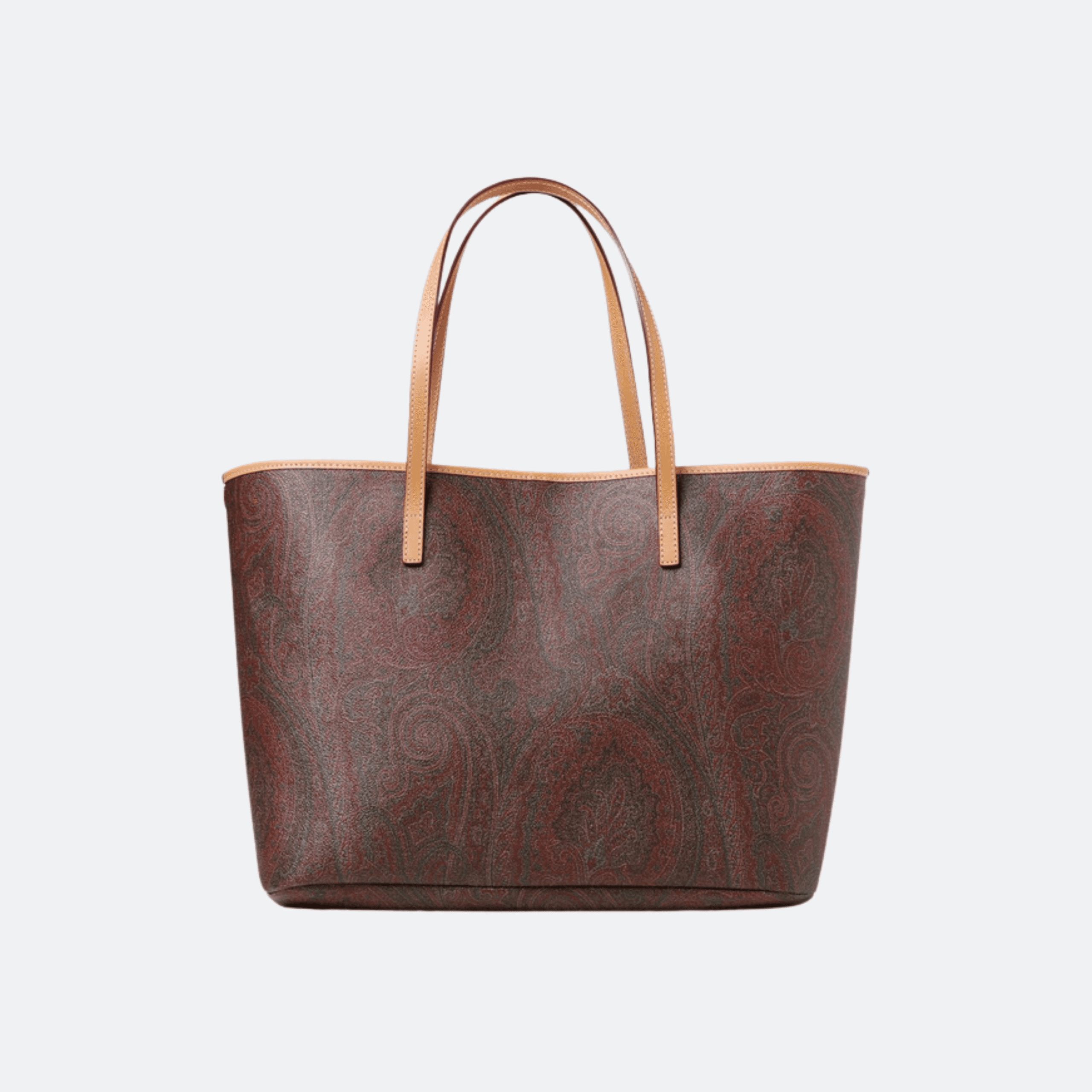 Etro Paisley Jacquard Shopper Tote Bag for Women - Burgundy/Tan
