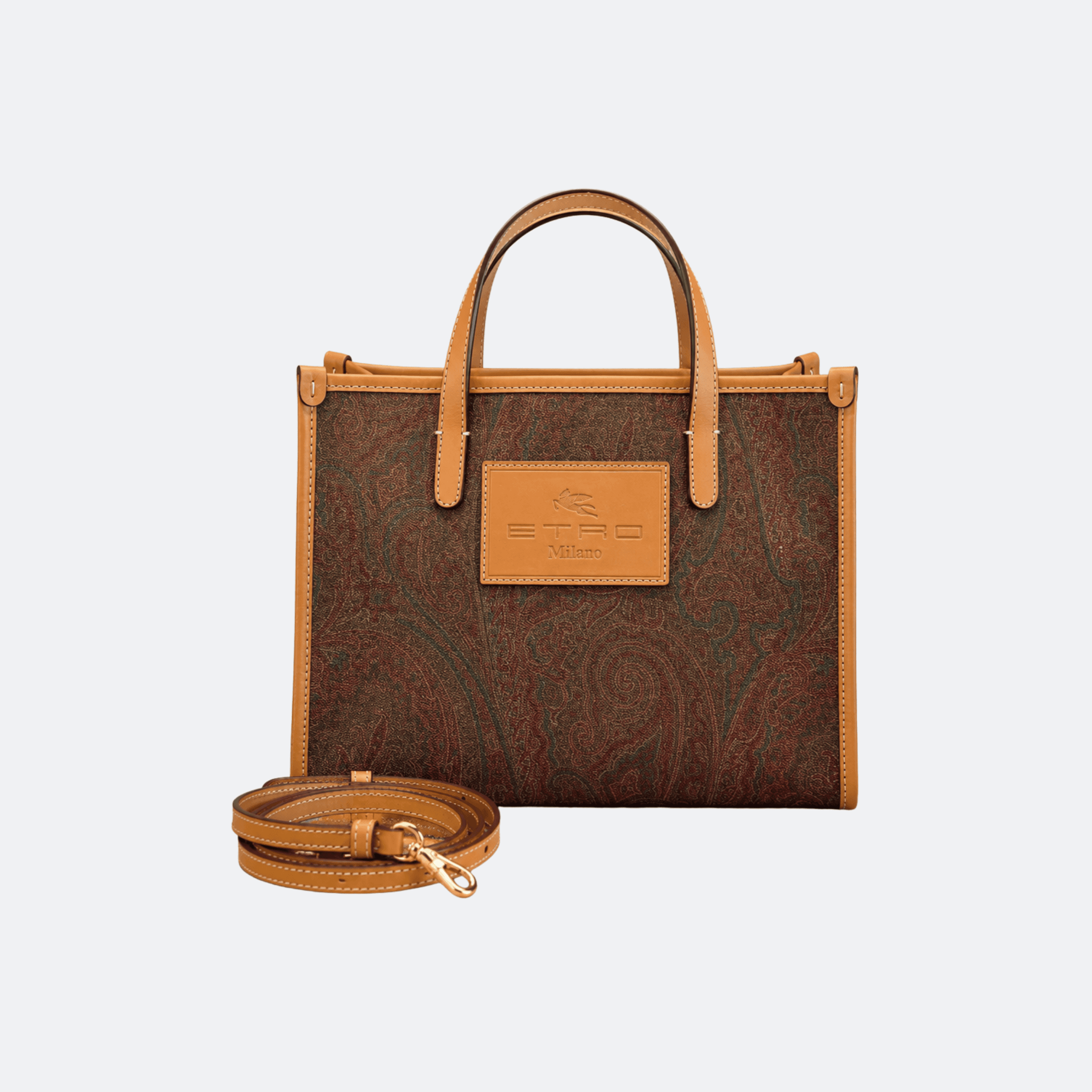 Etro Paisley Leather Shopper Bag for Women - Burgundy/Tan alternate