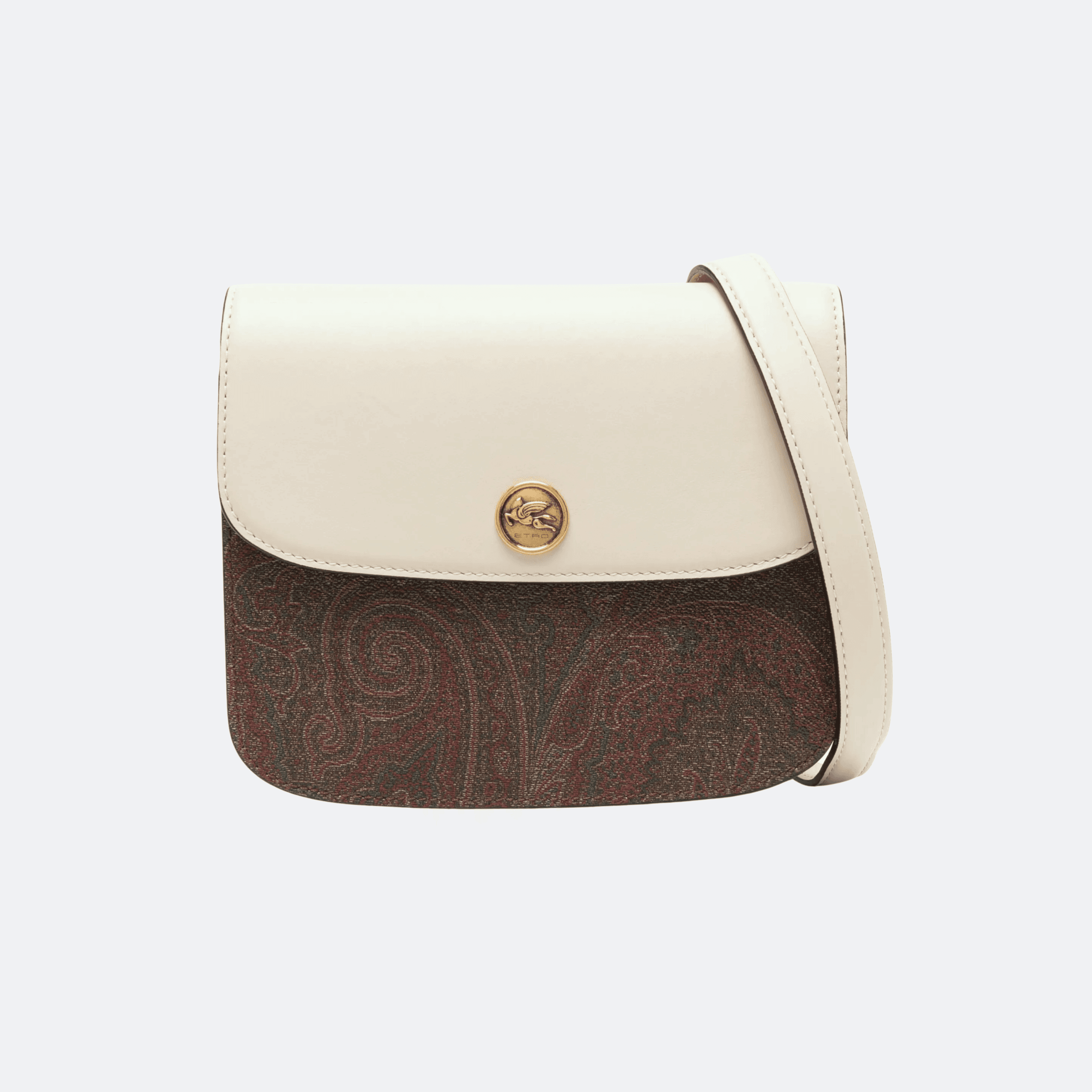 Etro Small Essential Paisley Crossbody Bag for Women - Ivory/Burgundy