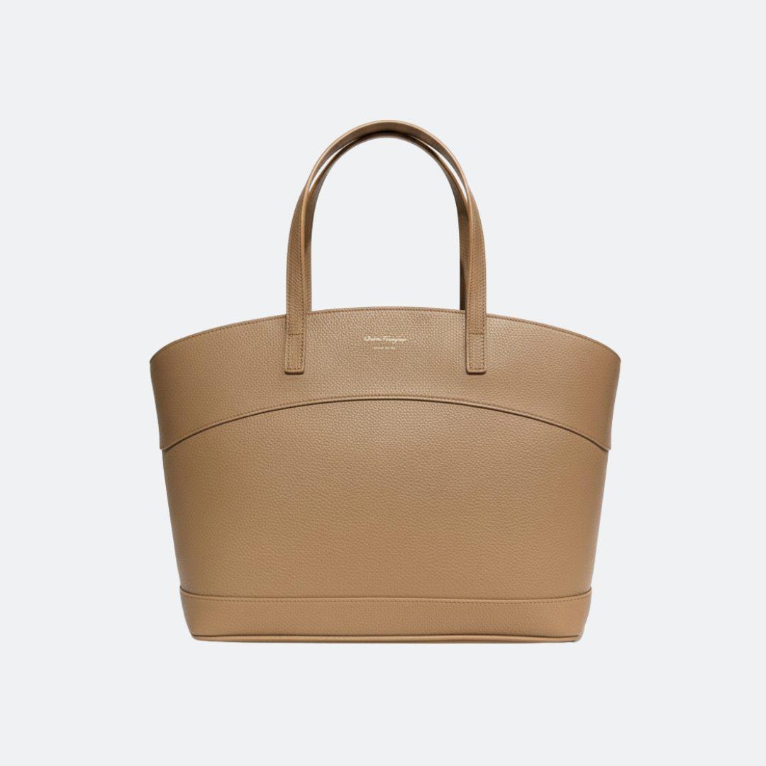 Ferragamo Beige Leather Tote Bag