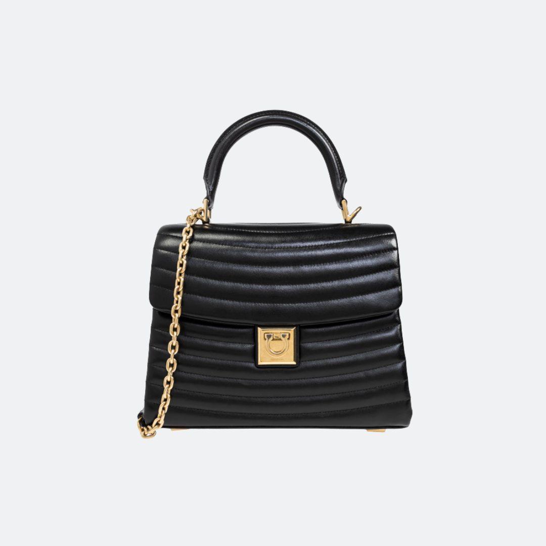 Ferragamo Black Medium Quilted Handbag