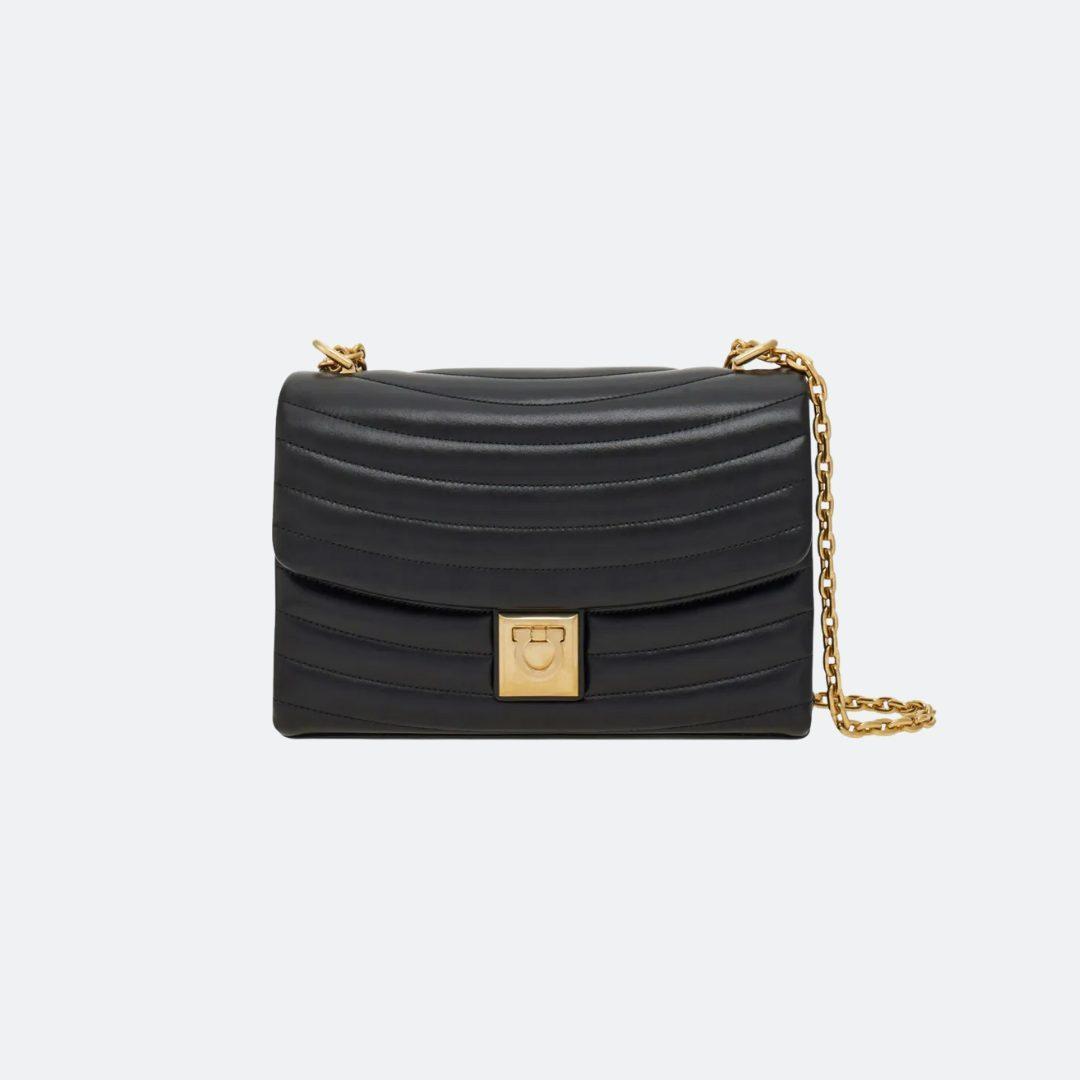 Ferragamo Black Quilted Leather Shoulder Bag