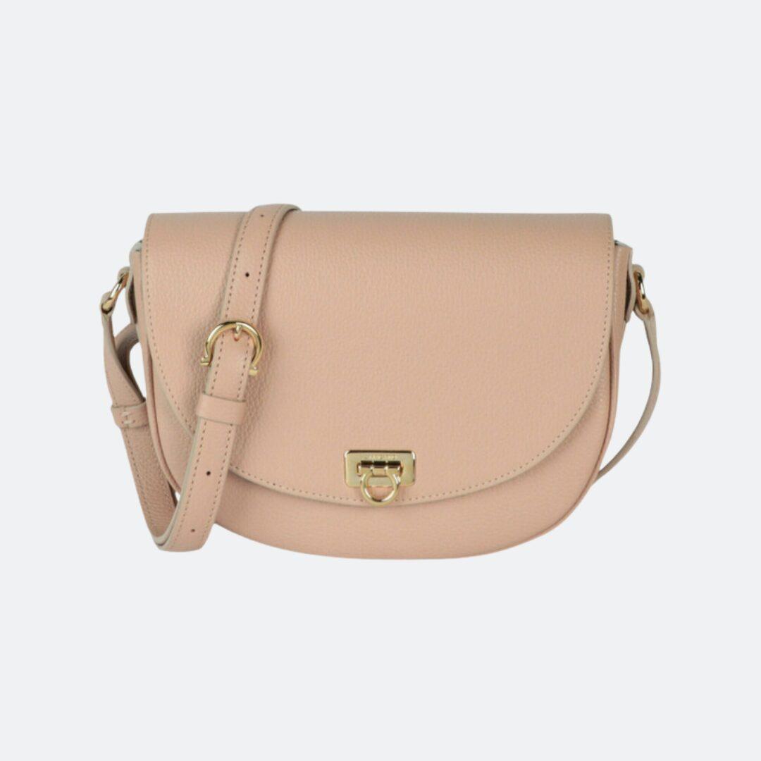 Ferragamo Gancini Powder Pink Leather Shoulder Bag