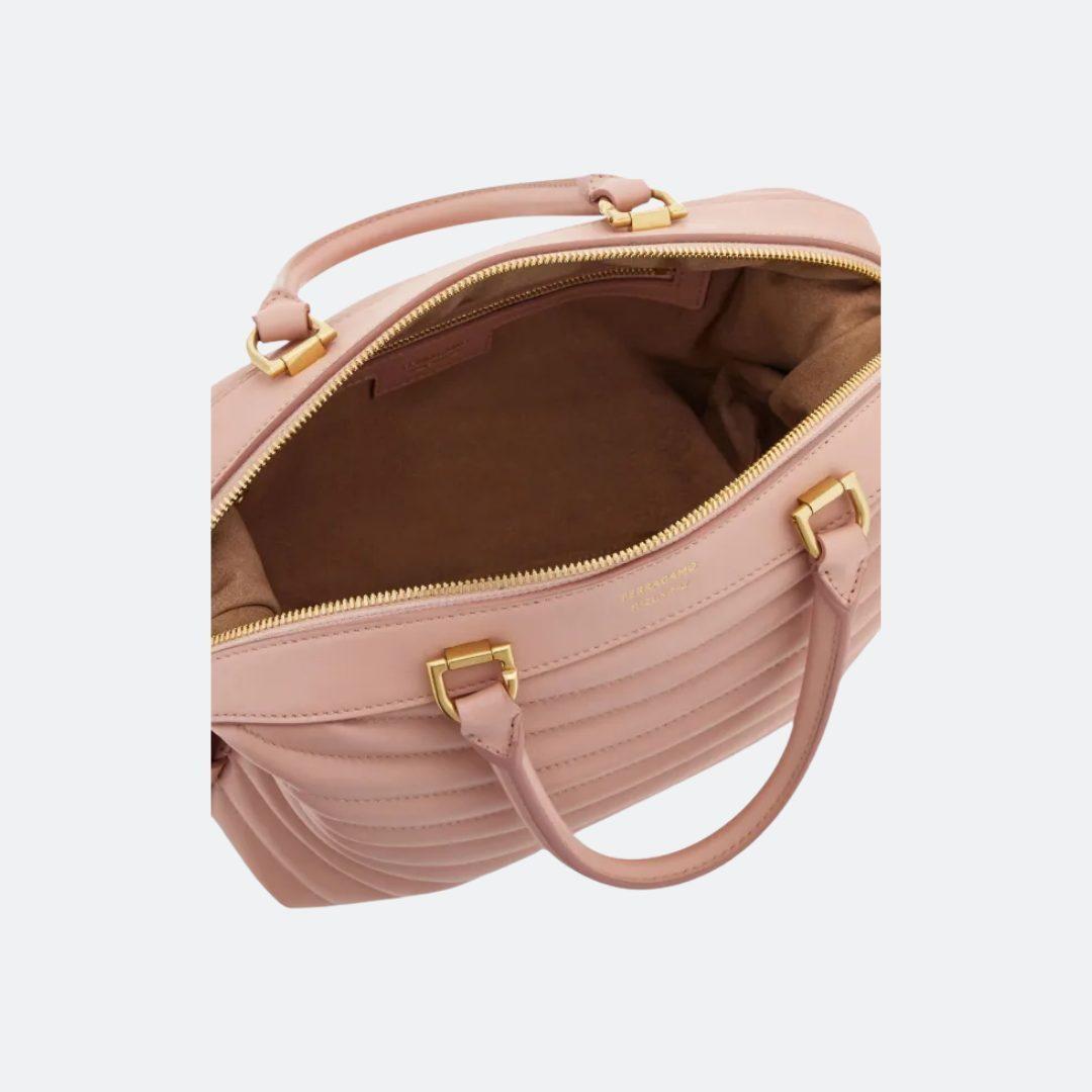 Ferragamo Quilted Bowling Powder Pink Leather Bag alternate