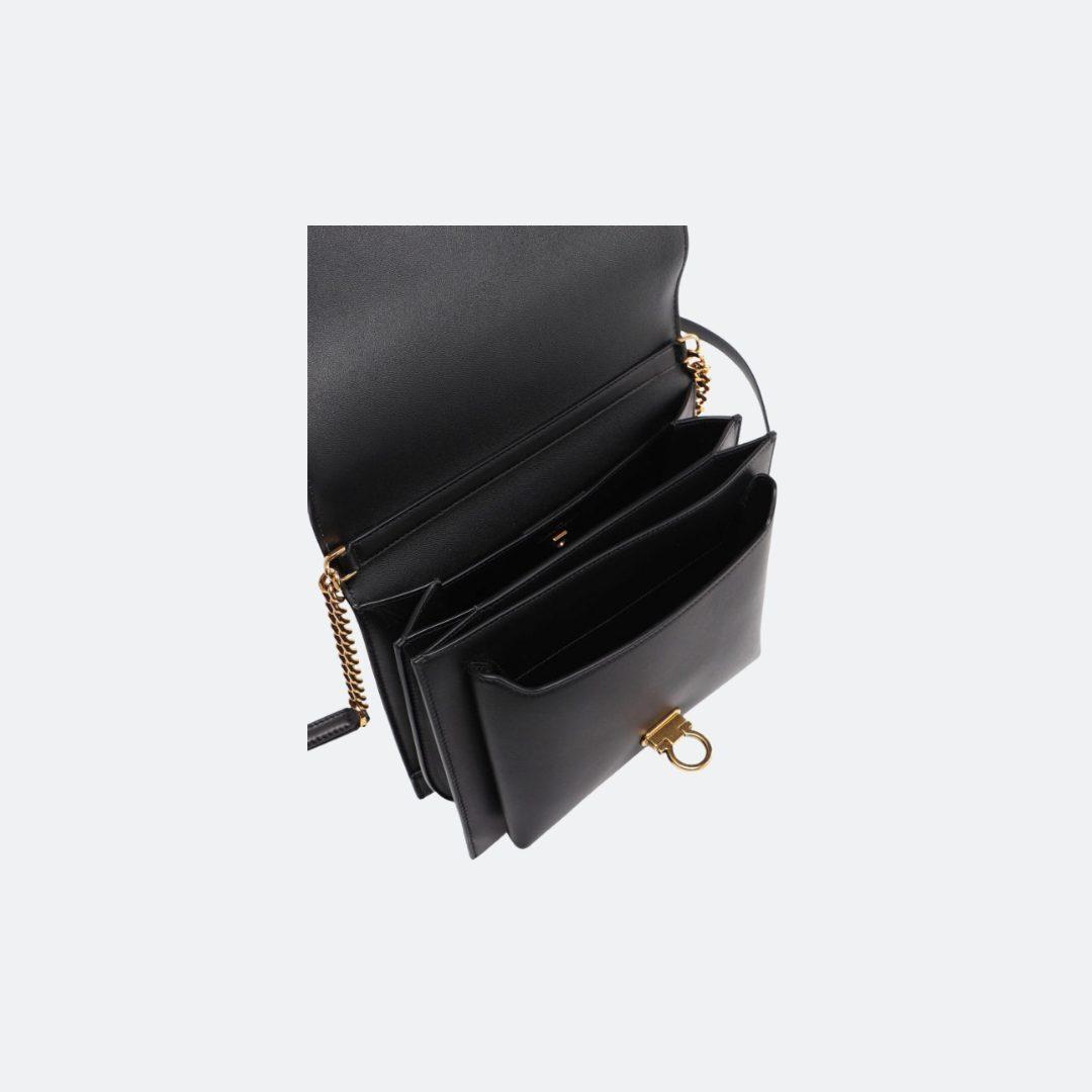 Ferragamo Trifolio Flap Black Leather Shoulder Bag alternate