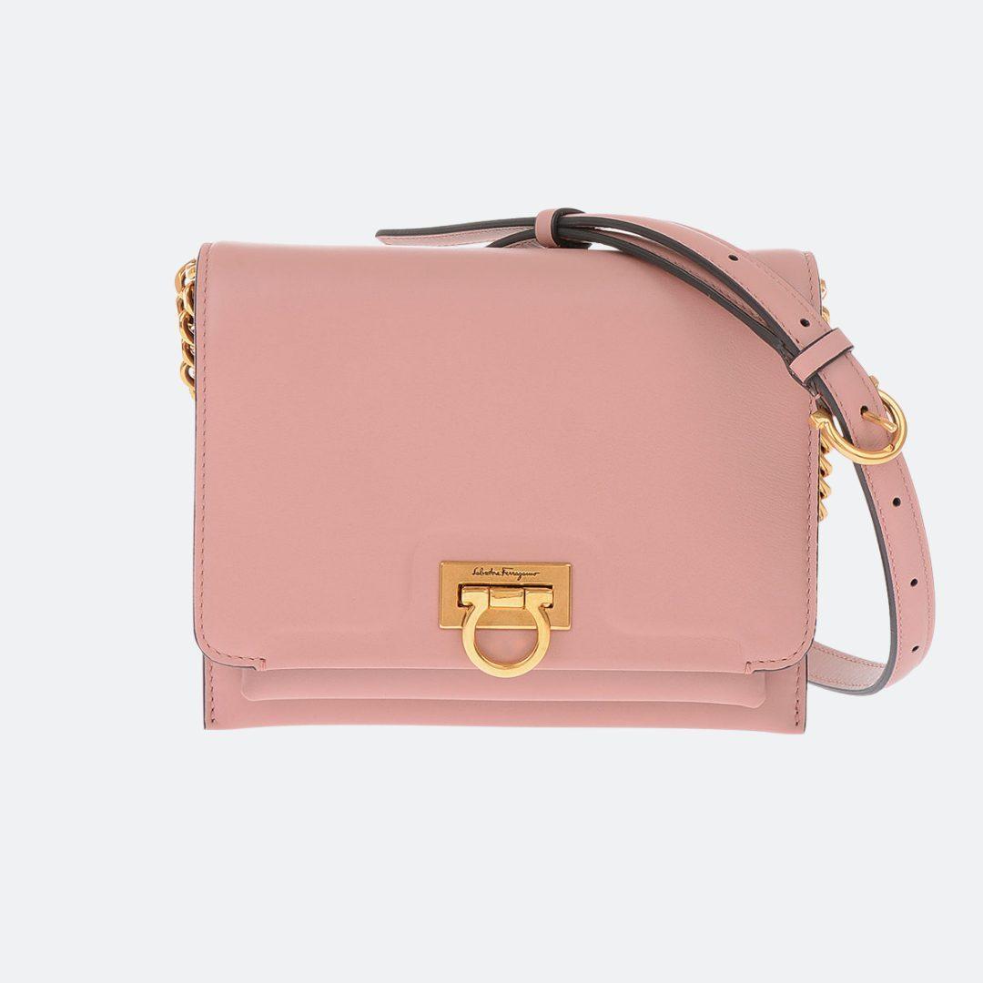 Ferragamo Trifolio Pink Leather Flap Bag